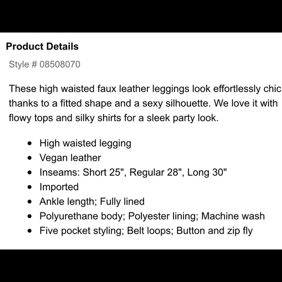 Express High Rise Vegan Leather Ankle Legging - Picture 3 of 3